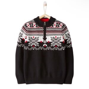 Hanna Andersson Christmas Snowflake Half Zip Sweater Size 80
